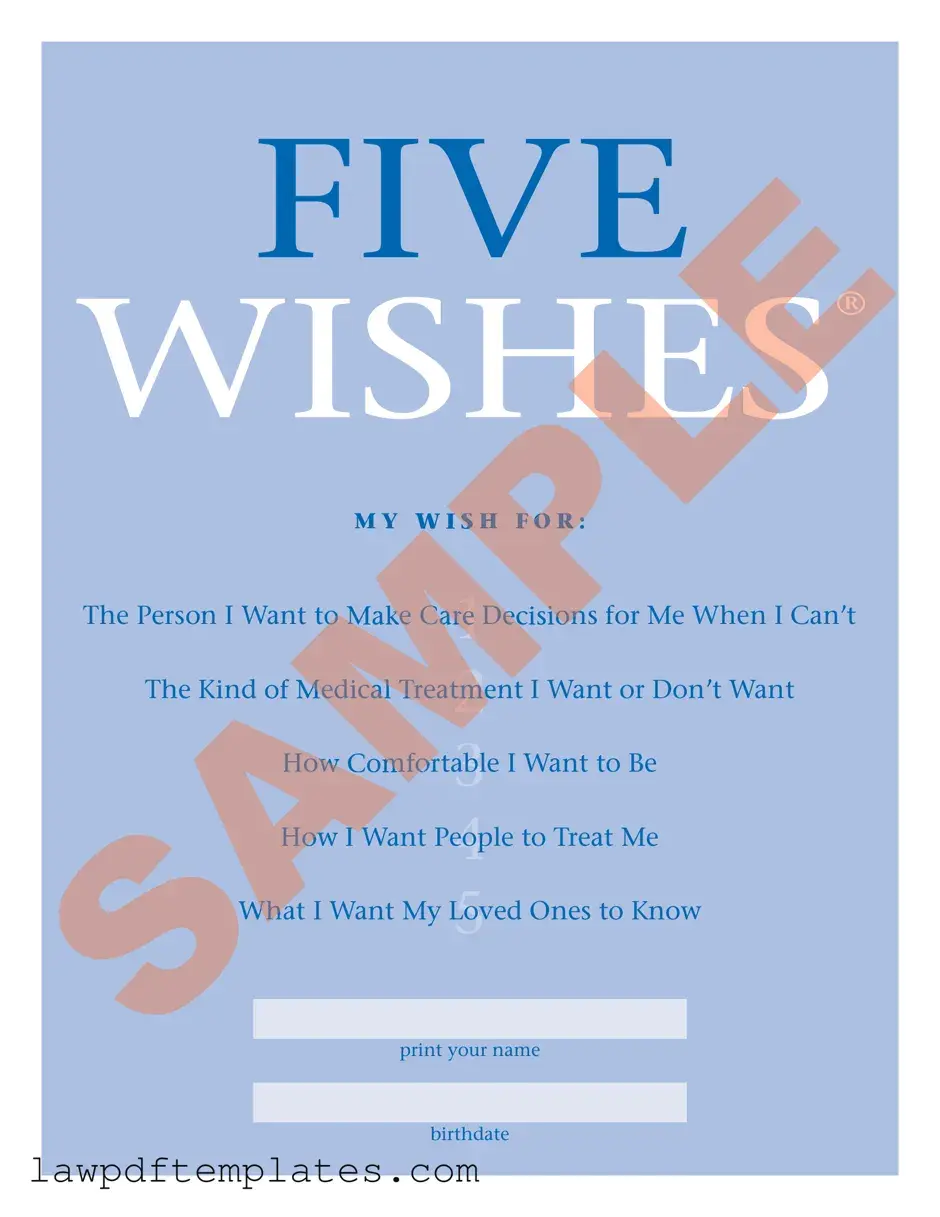 Fillable 5 Wishes Document Template