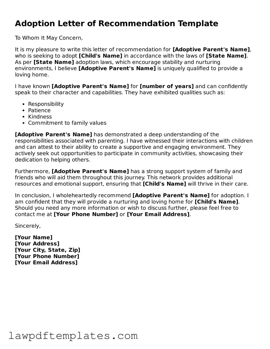 Attorney-Approved Adoption Letter of Recommendation Document