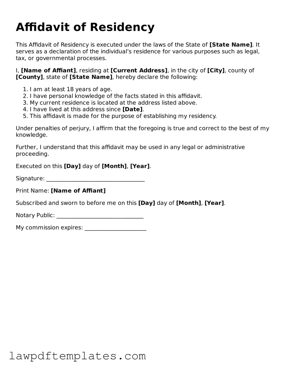 Attorney-Approved Affidavit of Residency Document