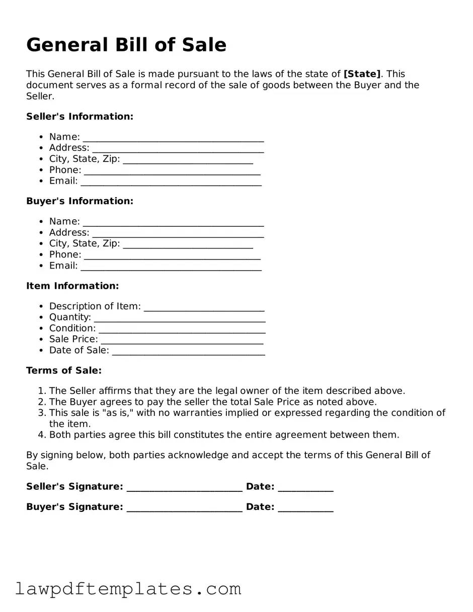 Attorney-Approved General Bill of Sale Document