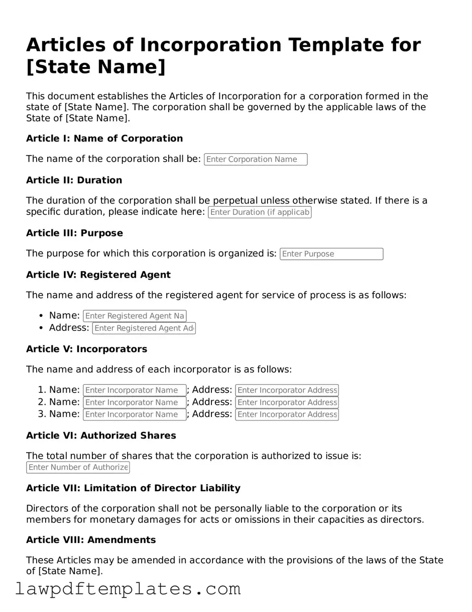 Attorney-Approved Articles of Incorporation Document