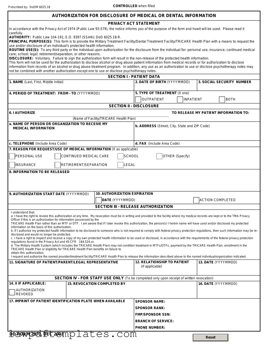 Fillable DD 2870 Template