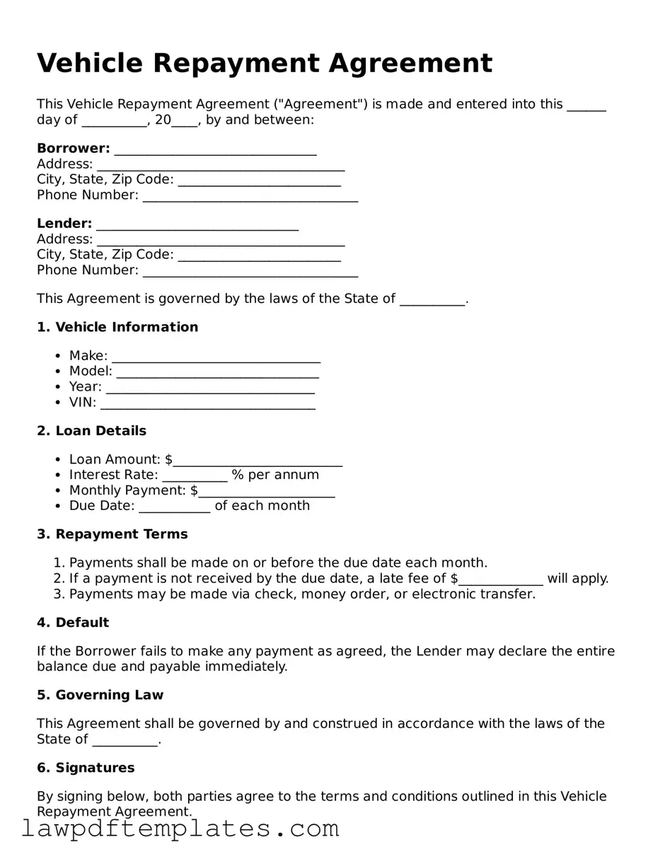 Attorney-Approved Vehicle Repayment Agreement Document