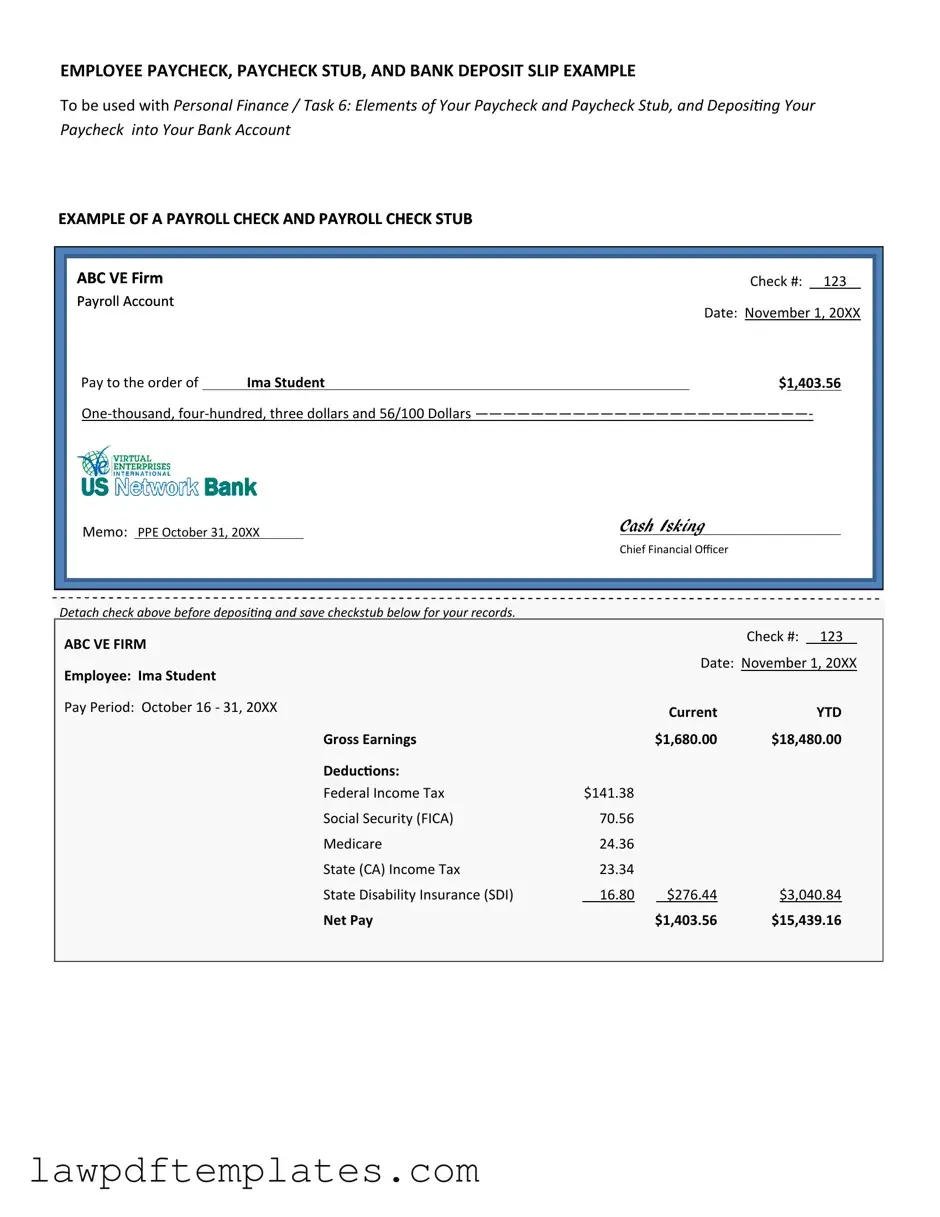 Fillable Payroll Check Template