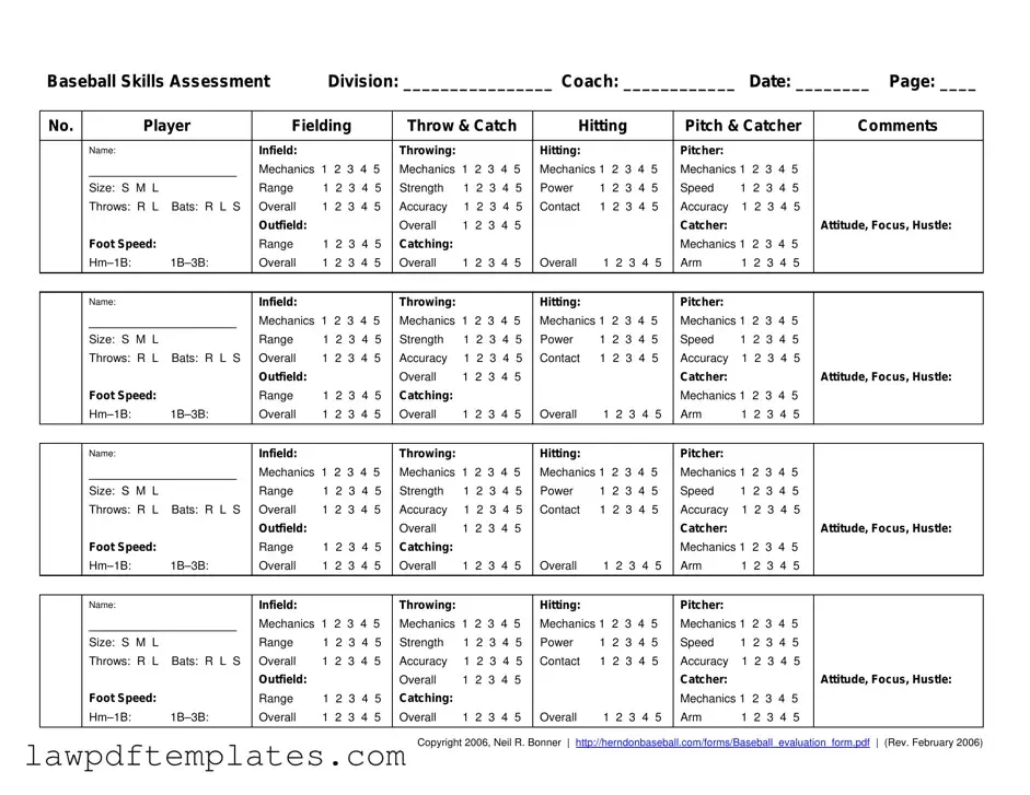 Fillable Baseball Assessment Template
