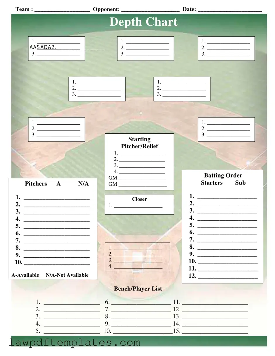 Fillable Baseball Field Lineup Template