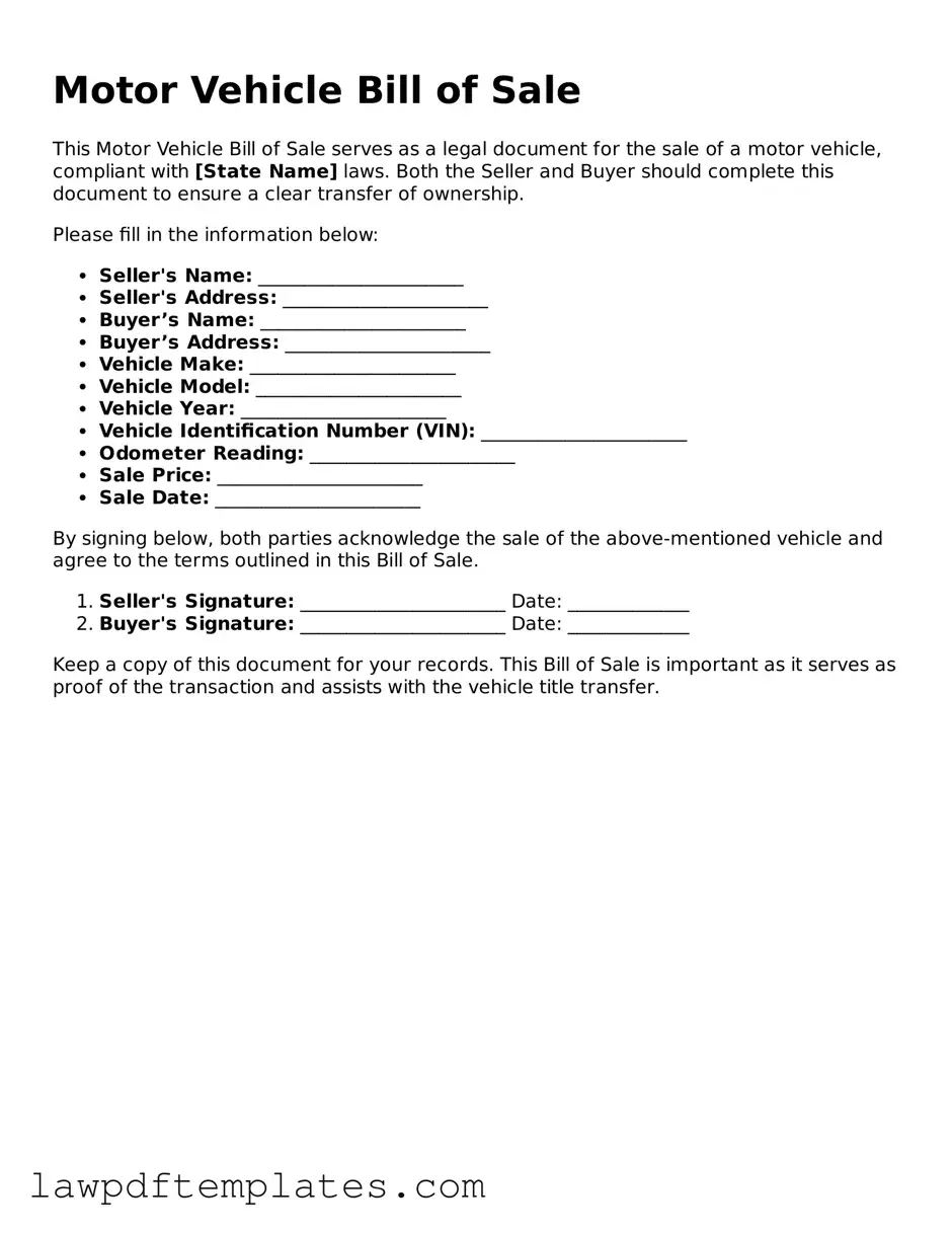 Attorney-Approved Motor Vehicle Bill of Sale Document