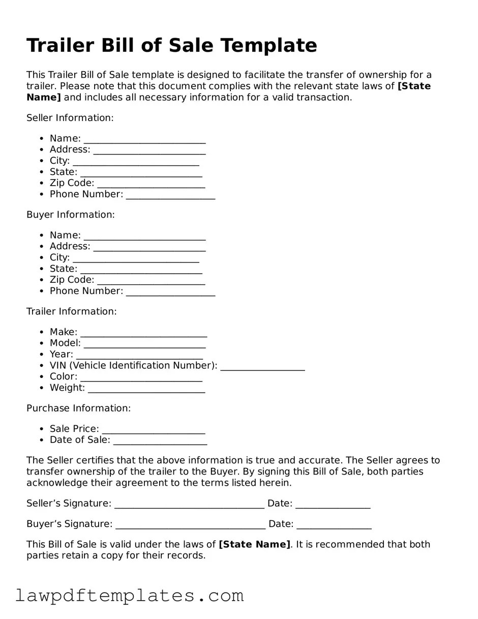 Attorney-Approved Trailer Bill of Sale Document