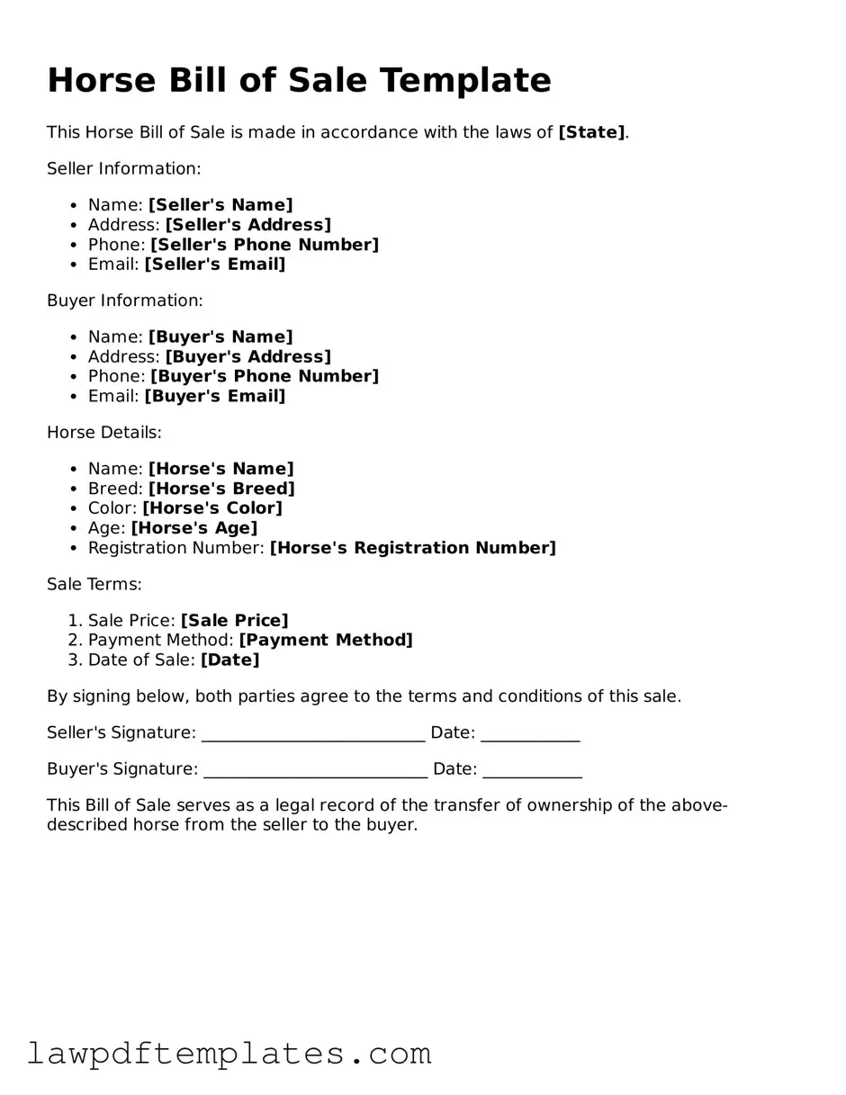 Attorney-Approved Horse Bill of Sale Document