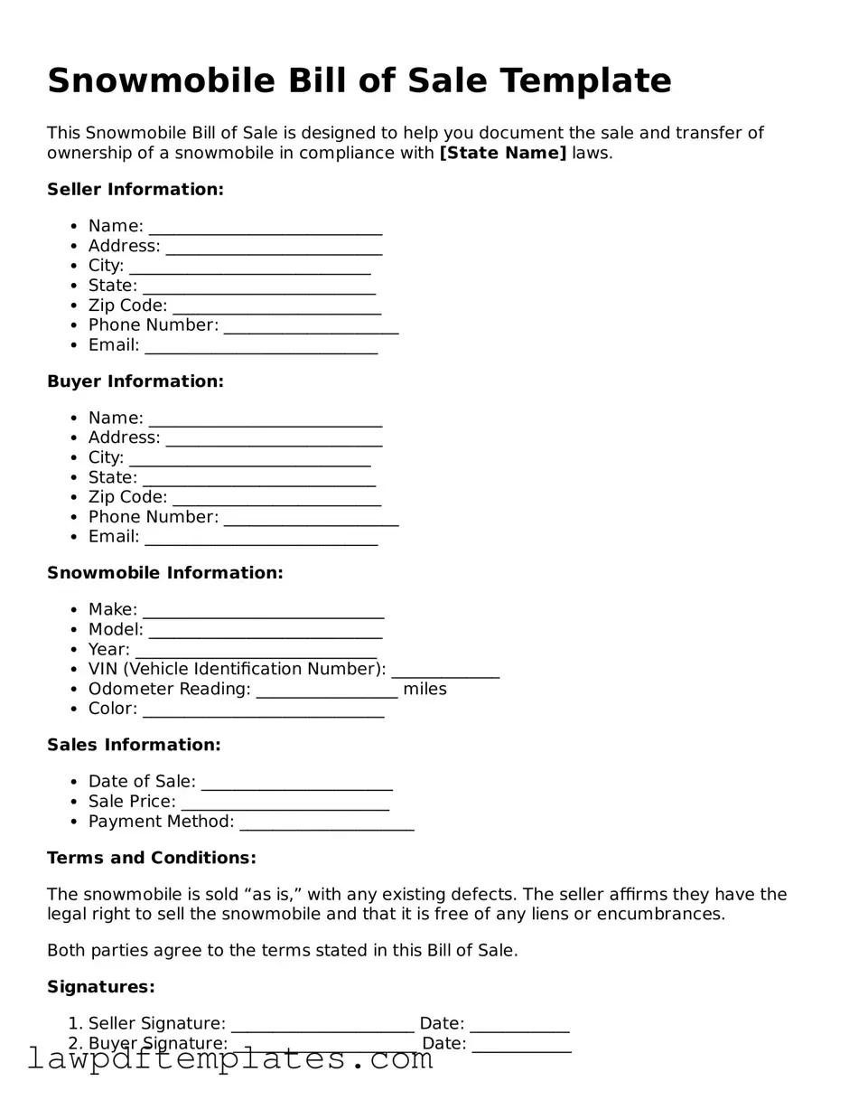 Attorney-Approved Snowmobile Bill of Sale Document
