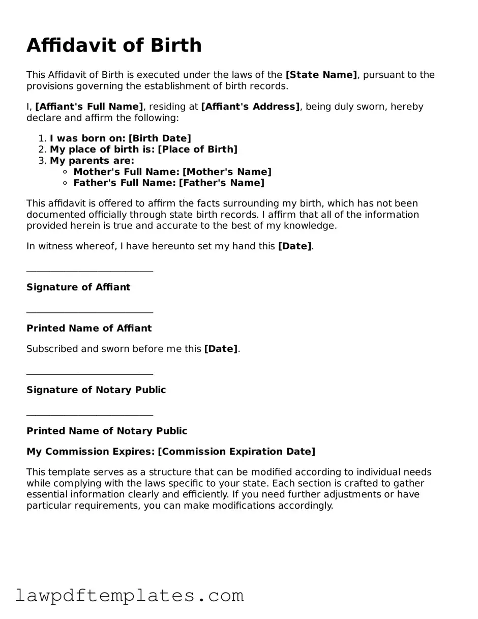 Attorney-Approved Affidavit of Birth Document