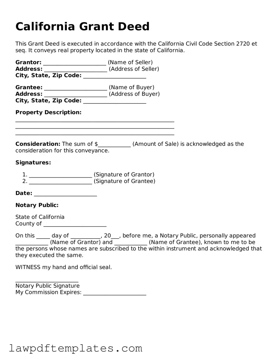 Free Deed Template for the State of California