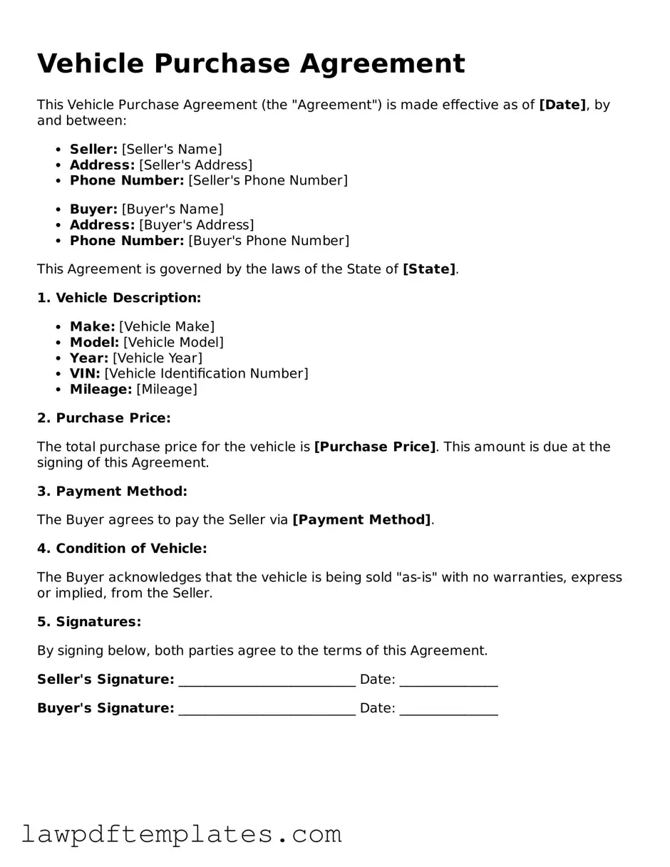 Attorney-Approved Vehicle Purchase Agreement Document