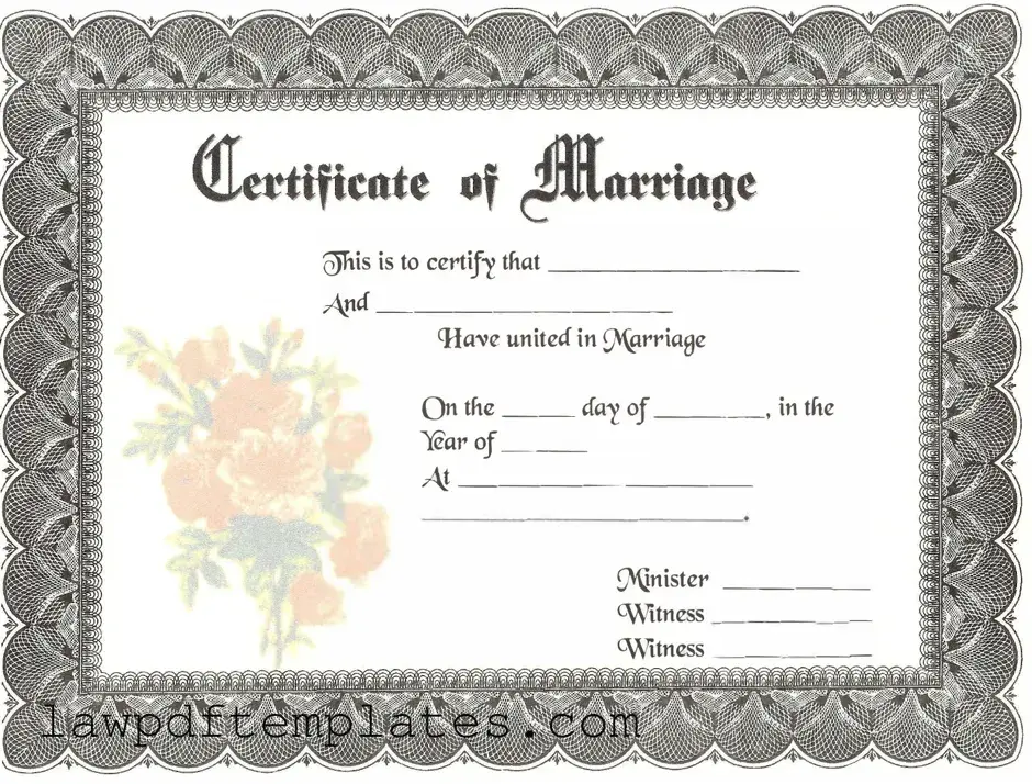 Fillable Marriage Certificate Template