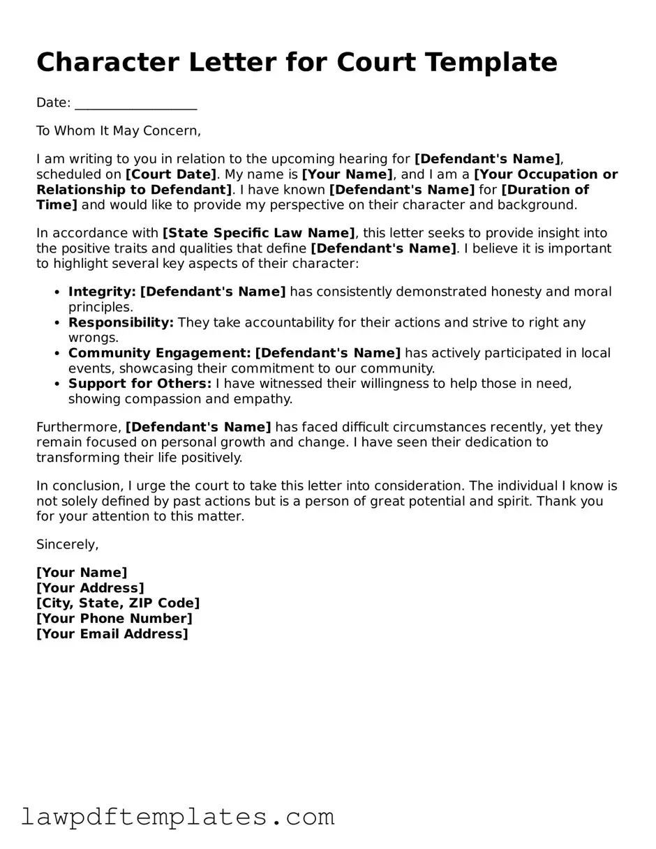 Attorney-Approved Character Letter for Court Document