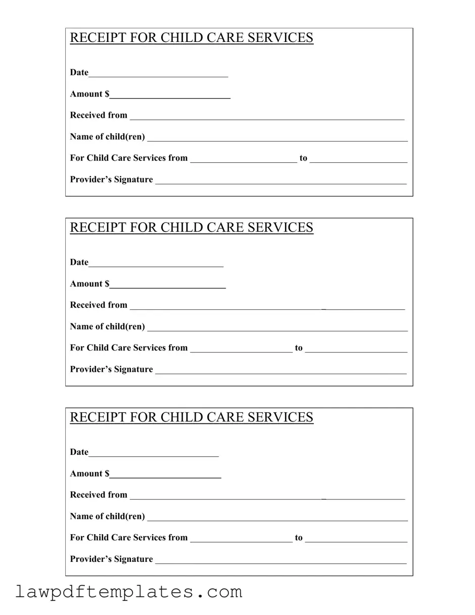 Fillable Childcare Receipt Template