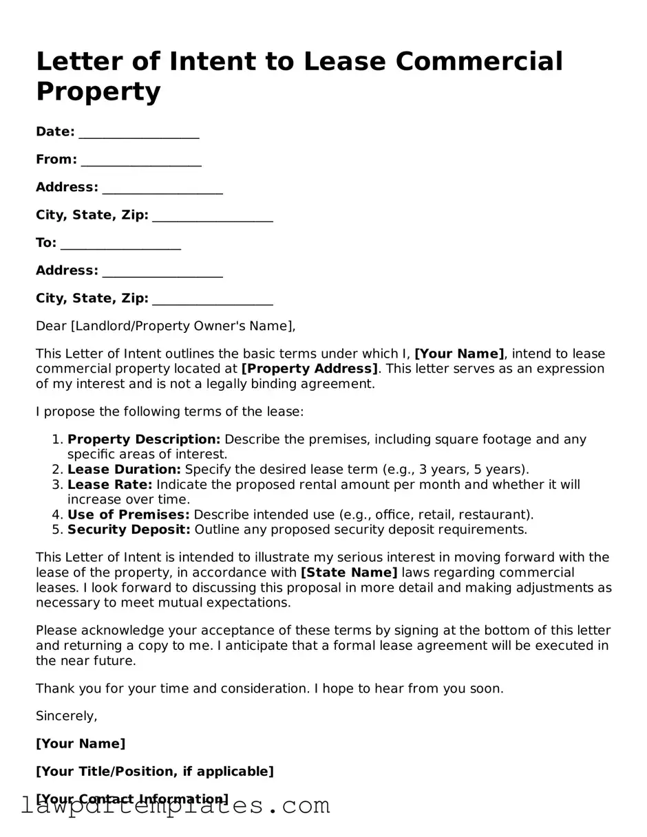 Attorney-Approved Letter of Intent to Lease Commercial Property Document
