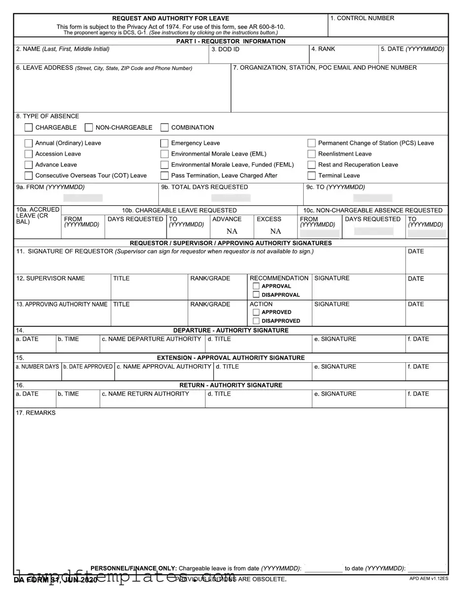 Fillable Da 31 Template