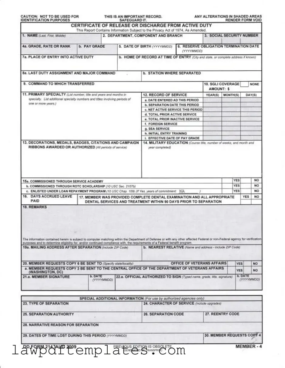 Fillable Dd 214 Template