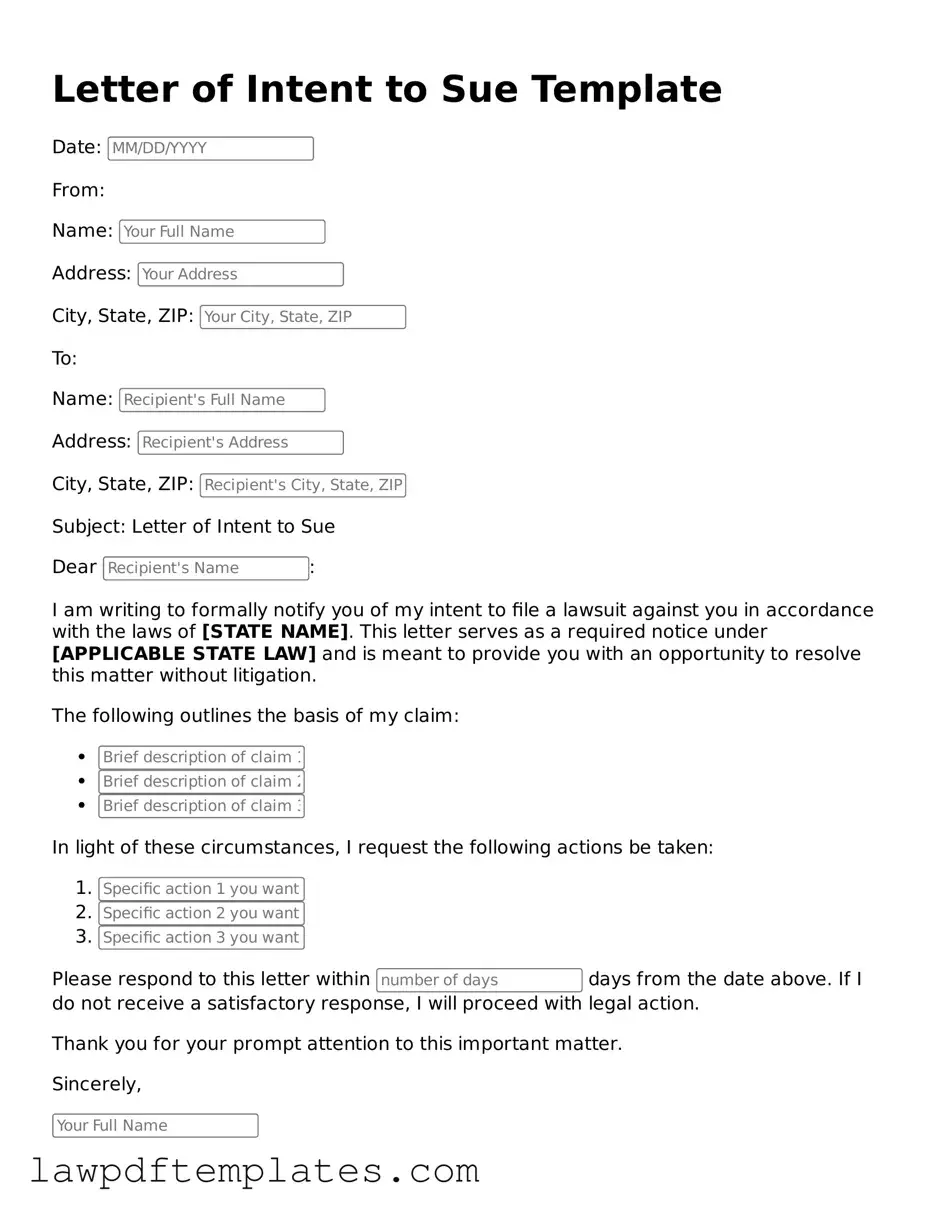 Attorney-Approved Letter of Intent to Sue Document