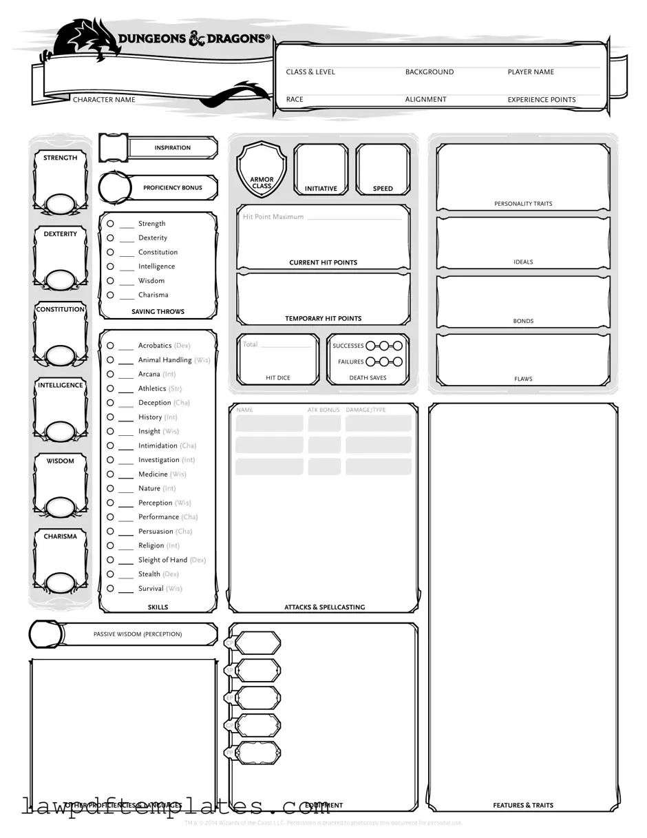 Fillable Dnd Character Sheet Template