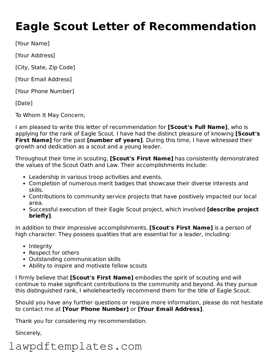 Attorney-Approved Eagle Scout Letter of Recommendation Document