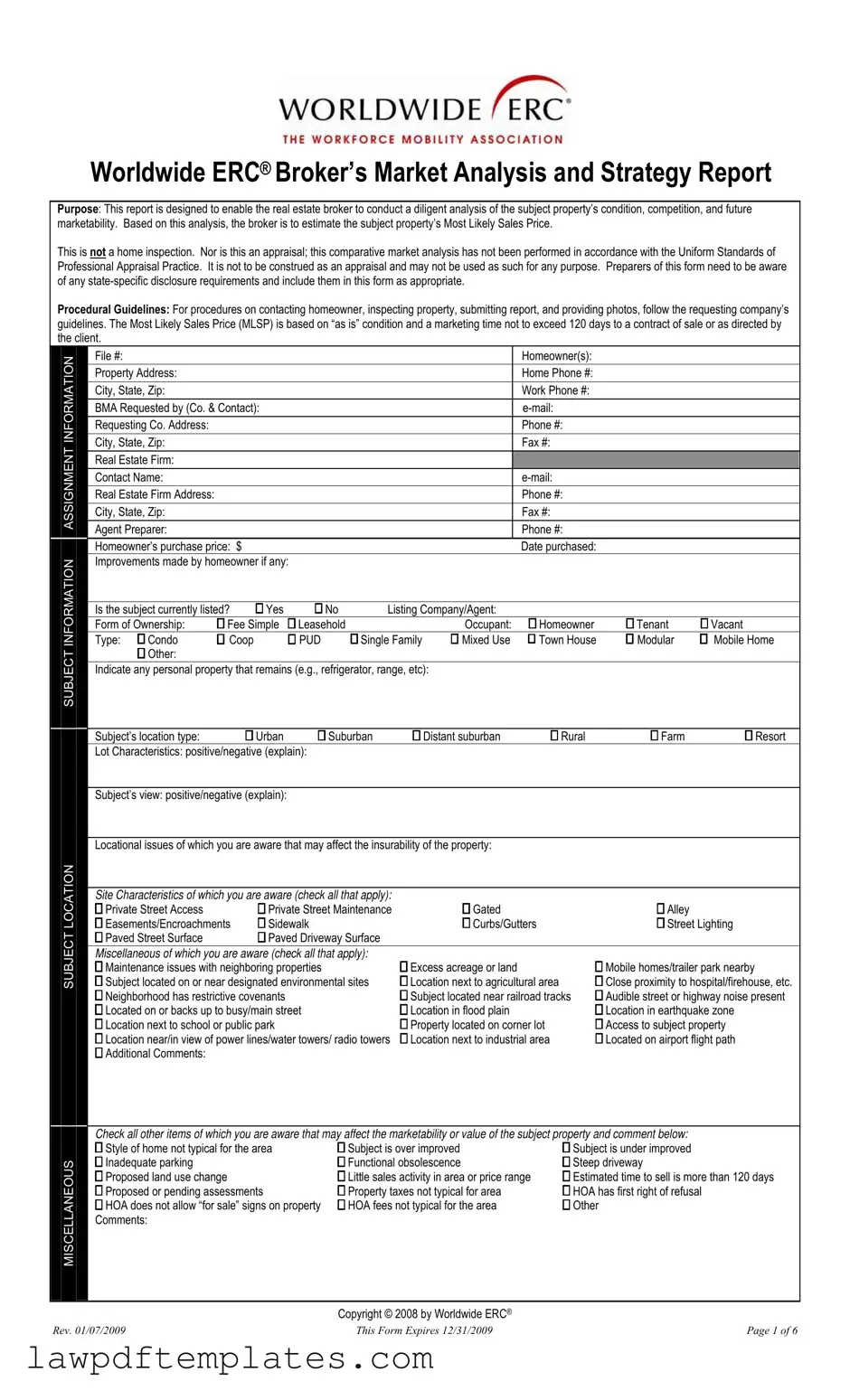 Fillable Erc Broker Market Analysis Template