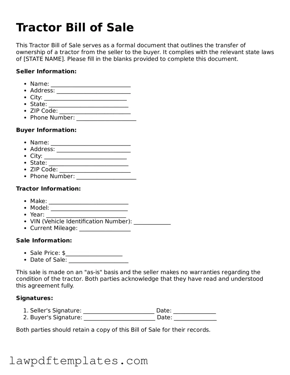 Attorney-Approved Tractor Bill of Sale Document