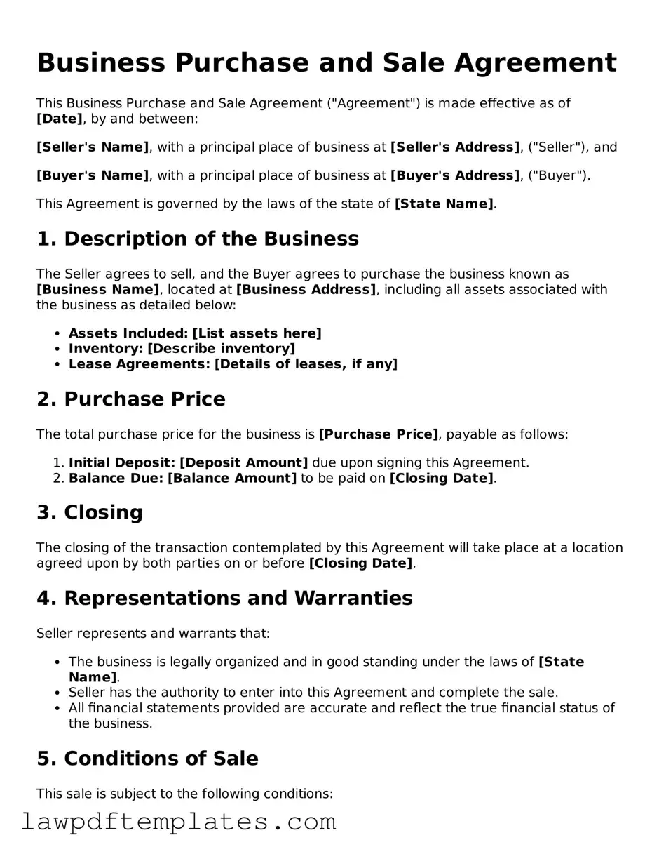 Attorney-Approved Business Purchase and Sale Agreement Document