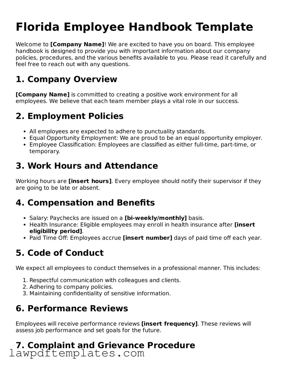 Free Employee Handbook Template for the State of Florida