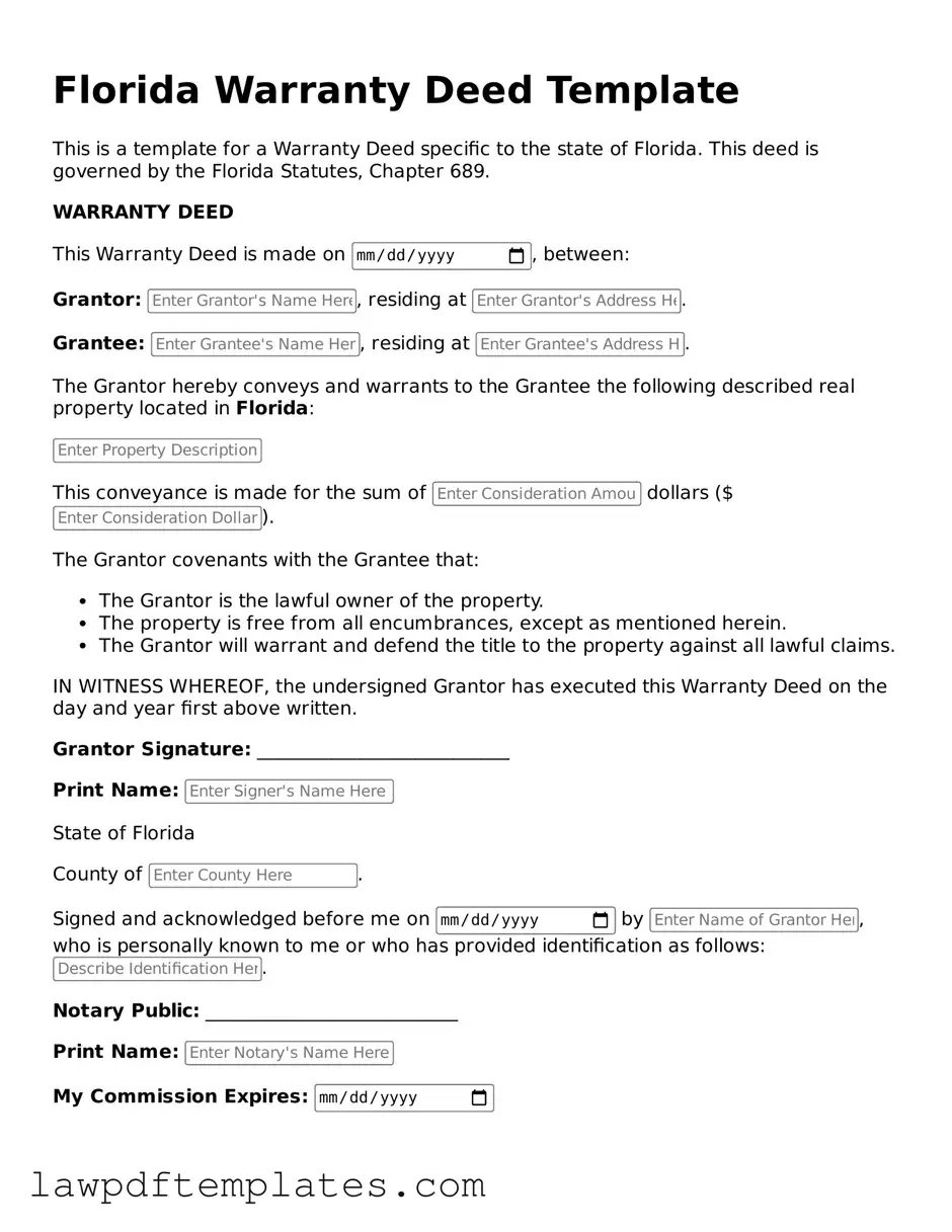 Free Deed Template for the State of Florida