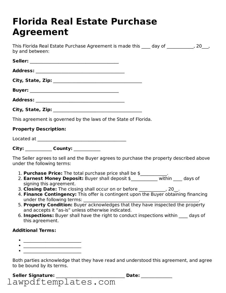 Free Real Estate Purchase Agreement Template for the State of Florida