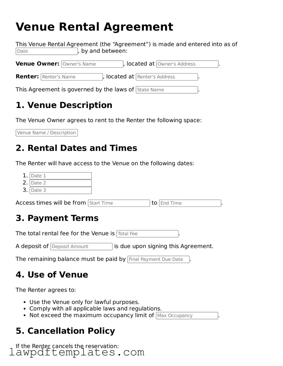 Attorney-Approved Venue Rental Agreement Document