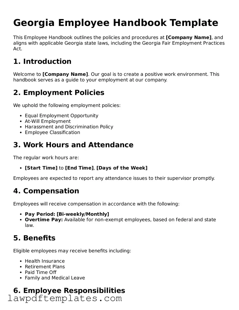 Free Employee Handbook Template for the State of Georgia