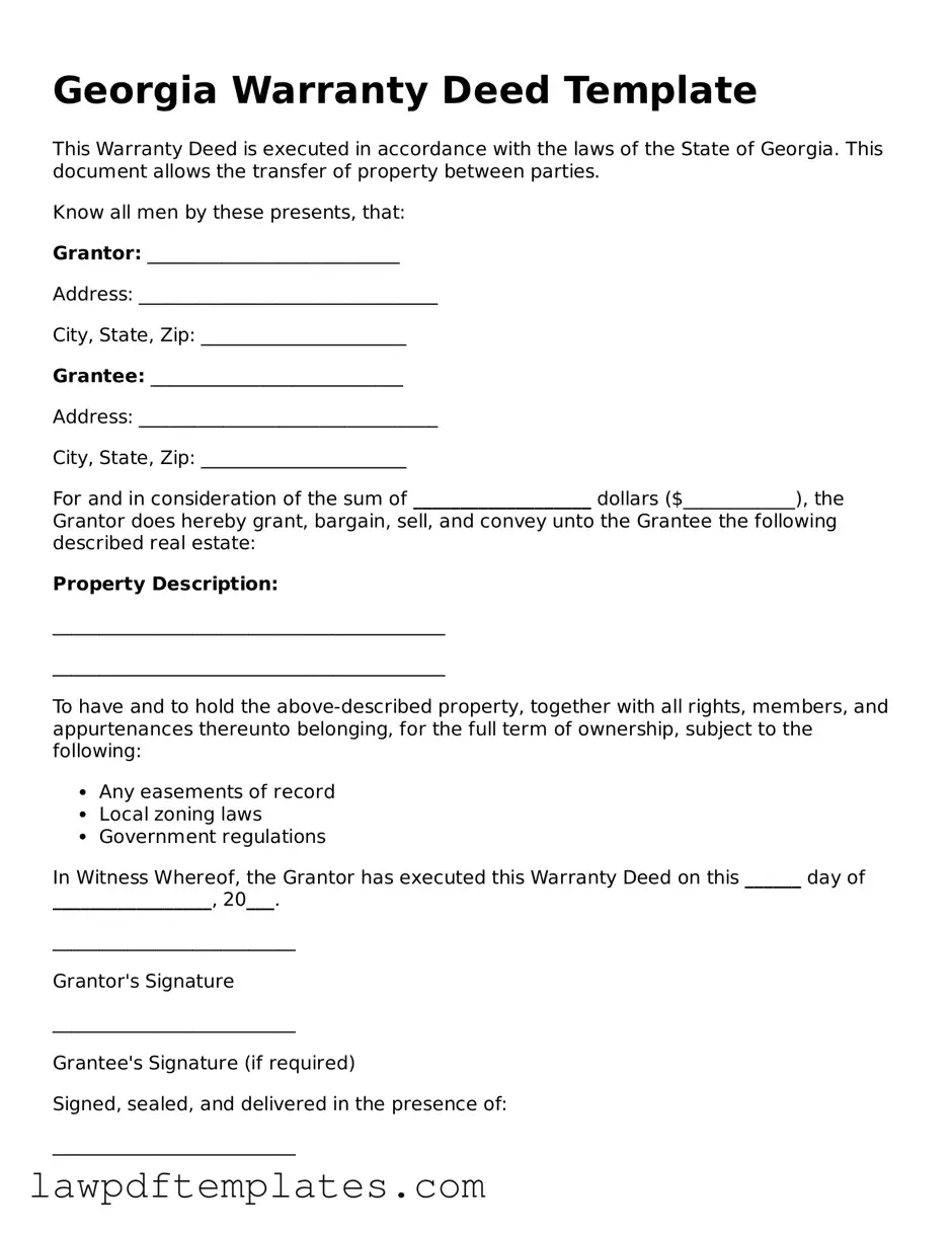 Free Deed Template for the State of Georgia