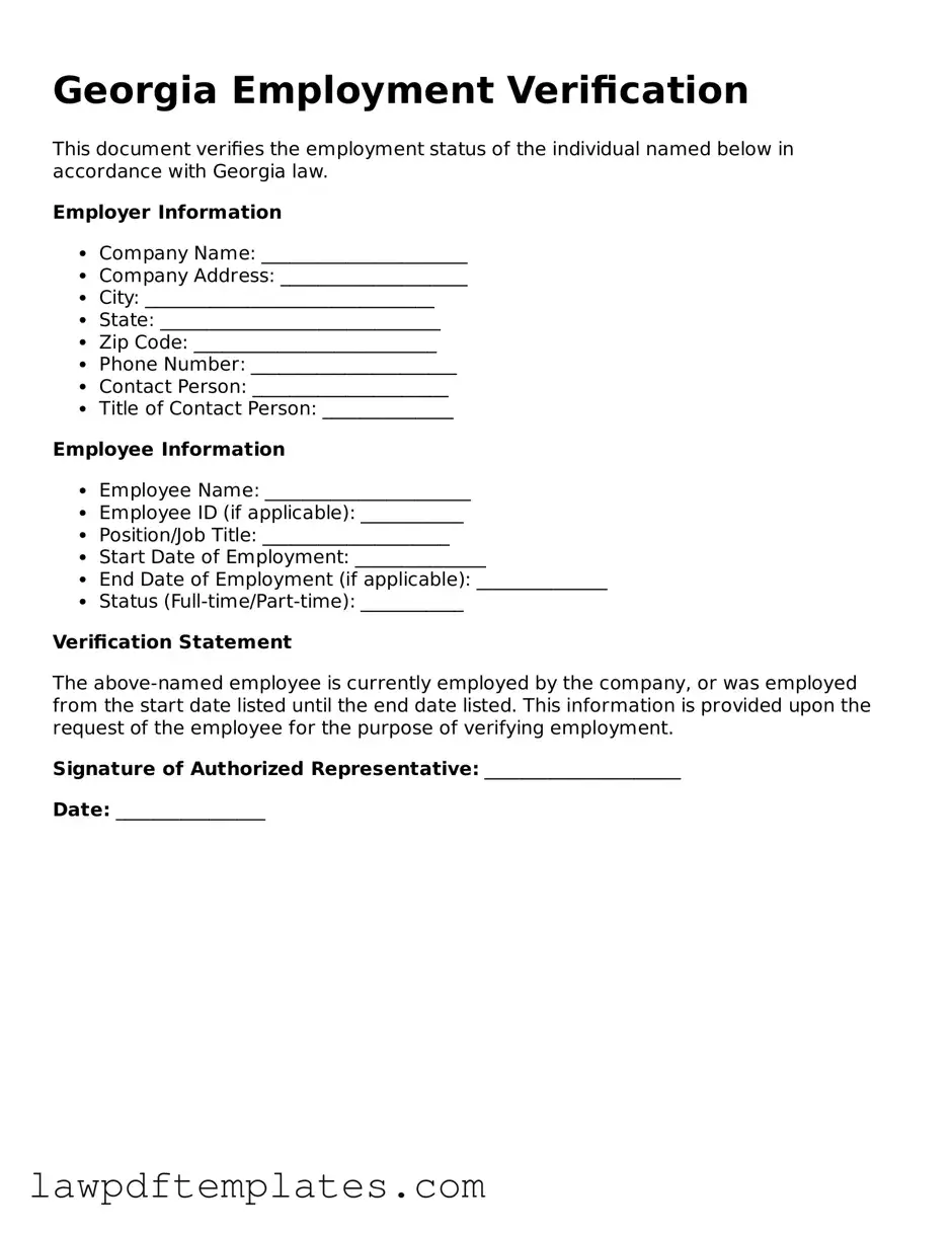 Free Employment Verification Template for the State of Georgia