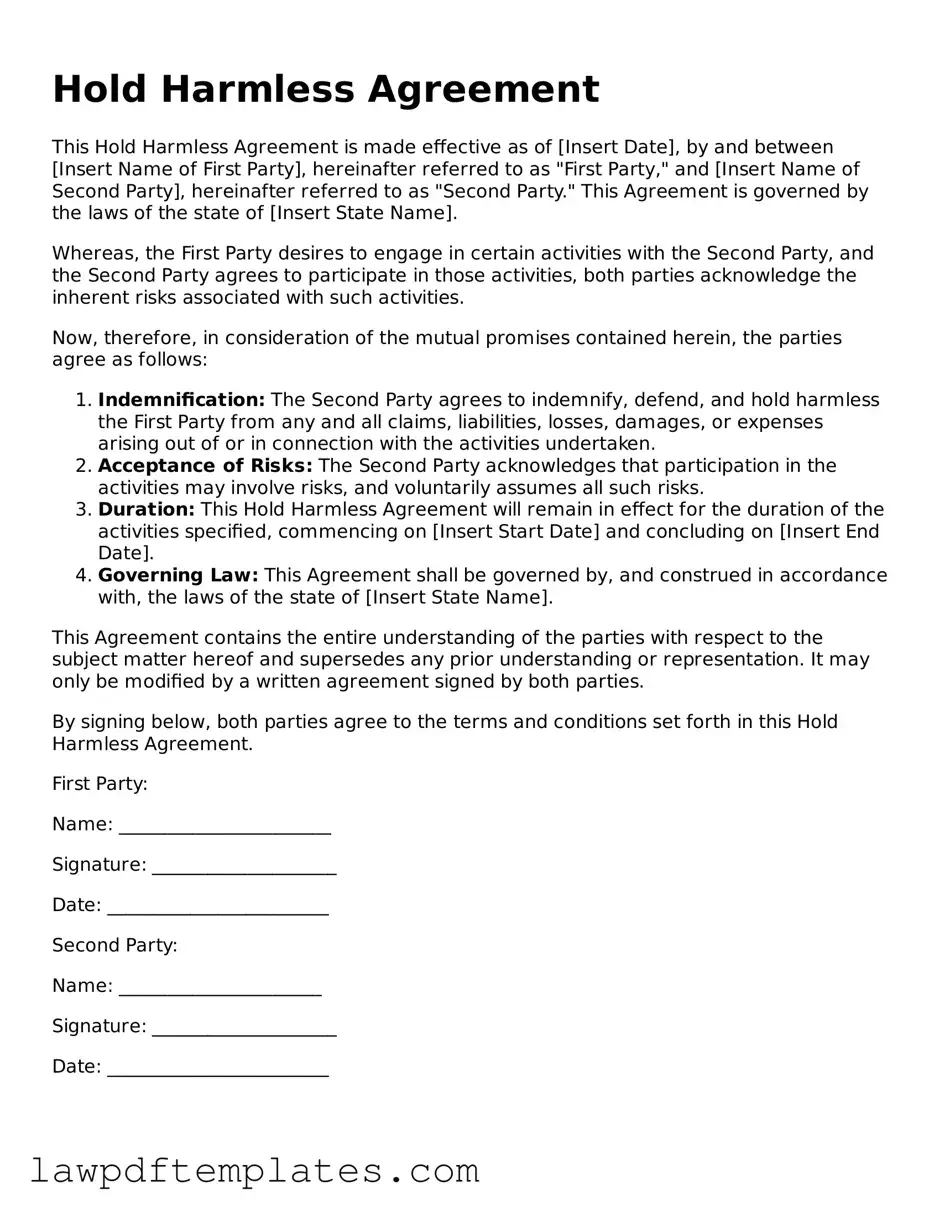 Attorney-Approved Hold Harmless Agreement Document