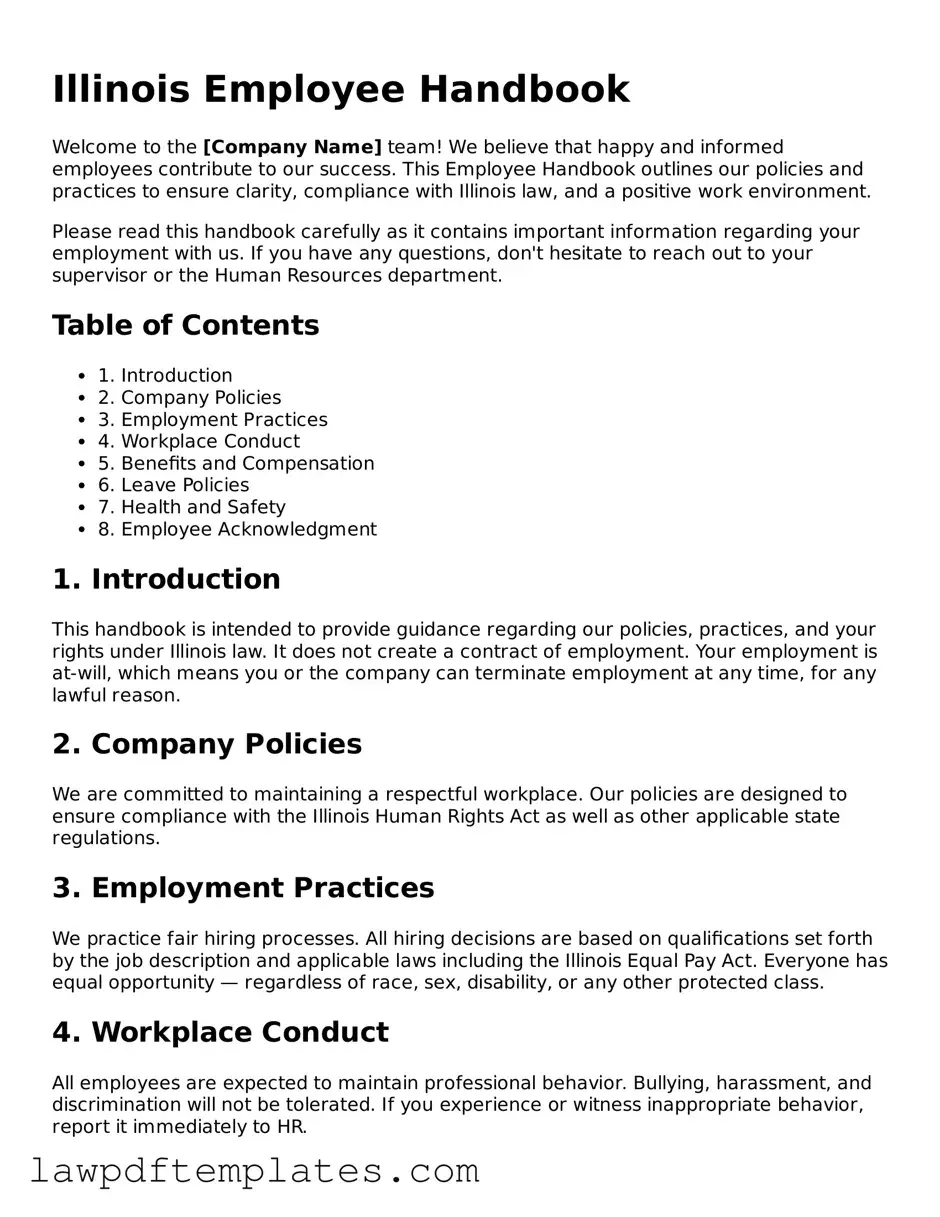 Free Employee Handbook Template for the State of Illinois