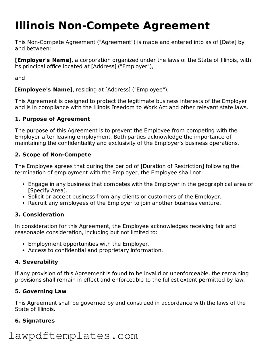 Free Non-compete Agreement Template for the State of Illinois
