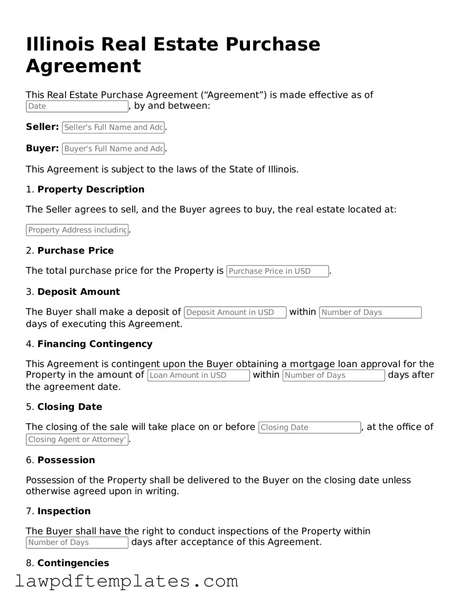 Free Real Estate Purchase Agreement Template for the State of Illinois