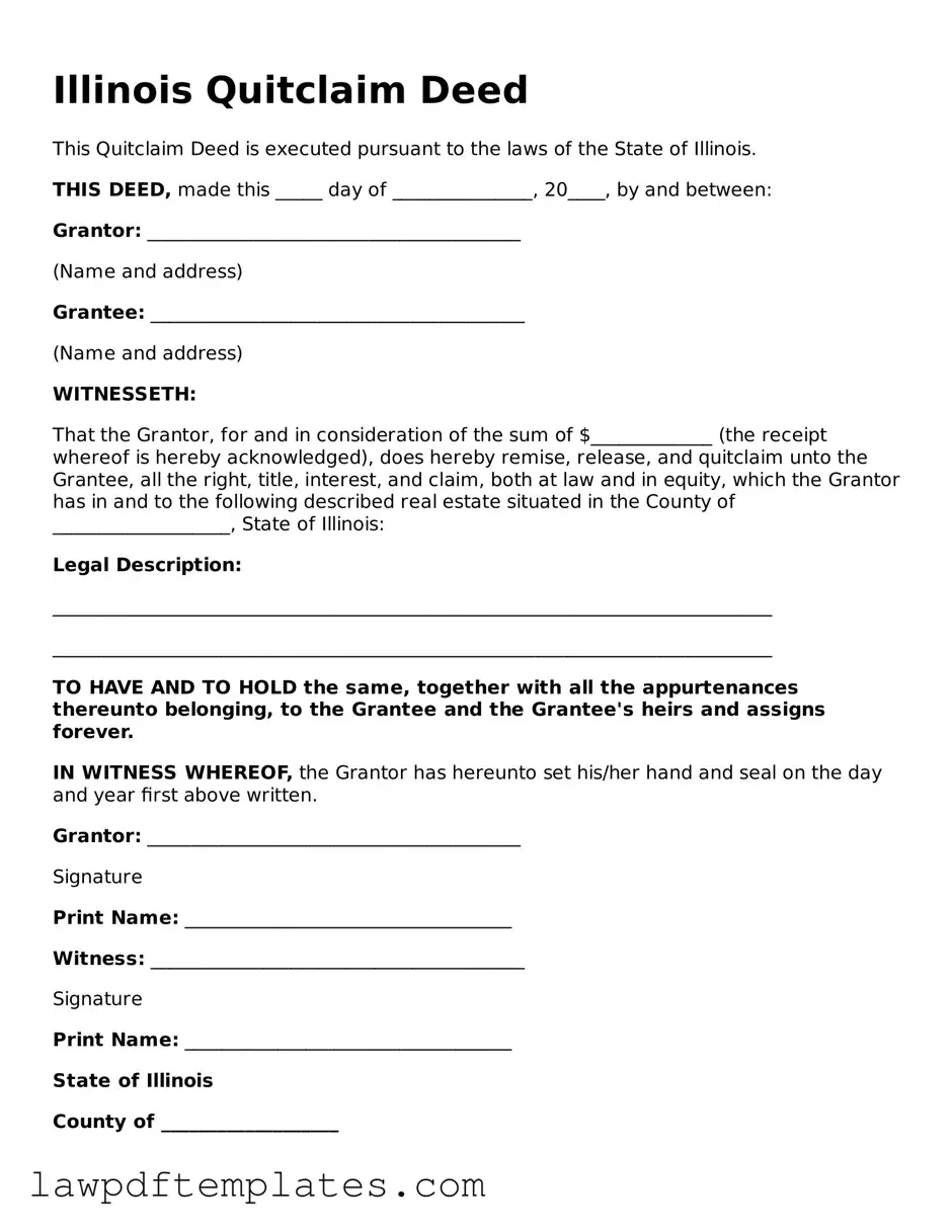 Free Quitclaim Deed Template for the State of Illinois