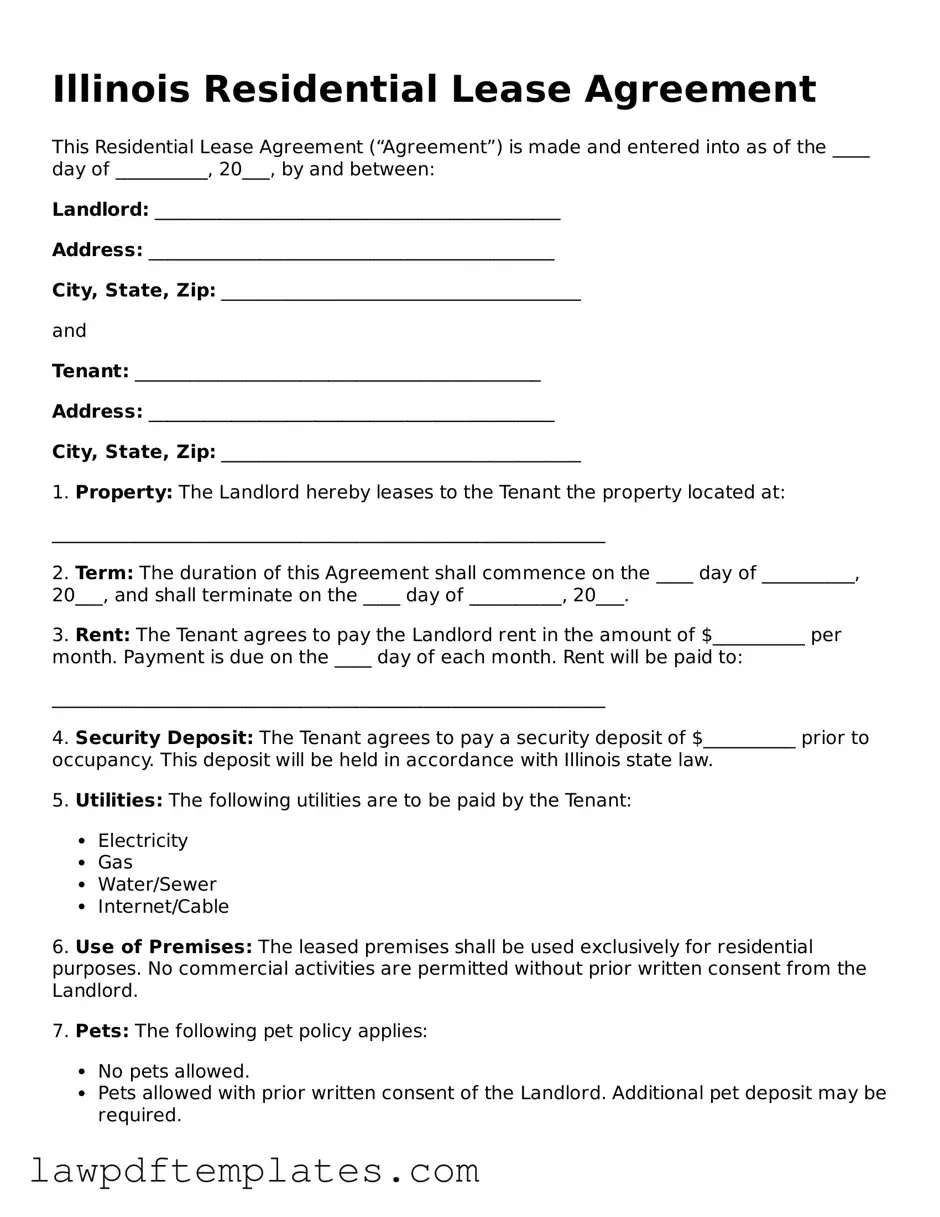Free Lease Agreement Template for the State of Illinois