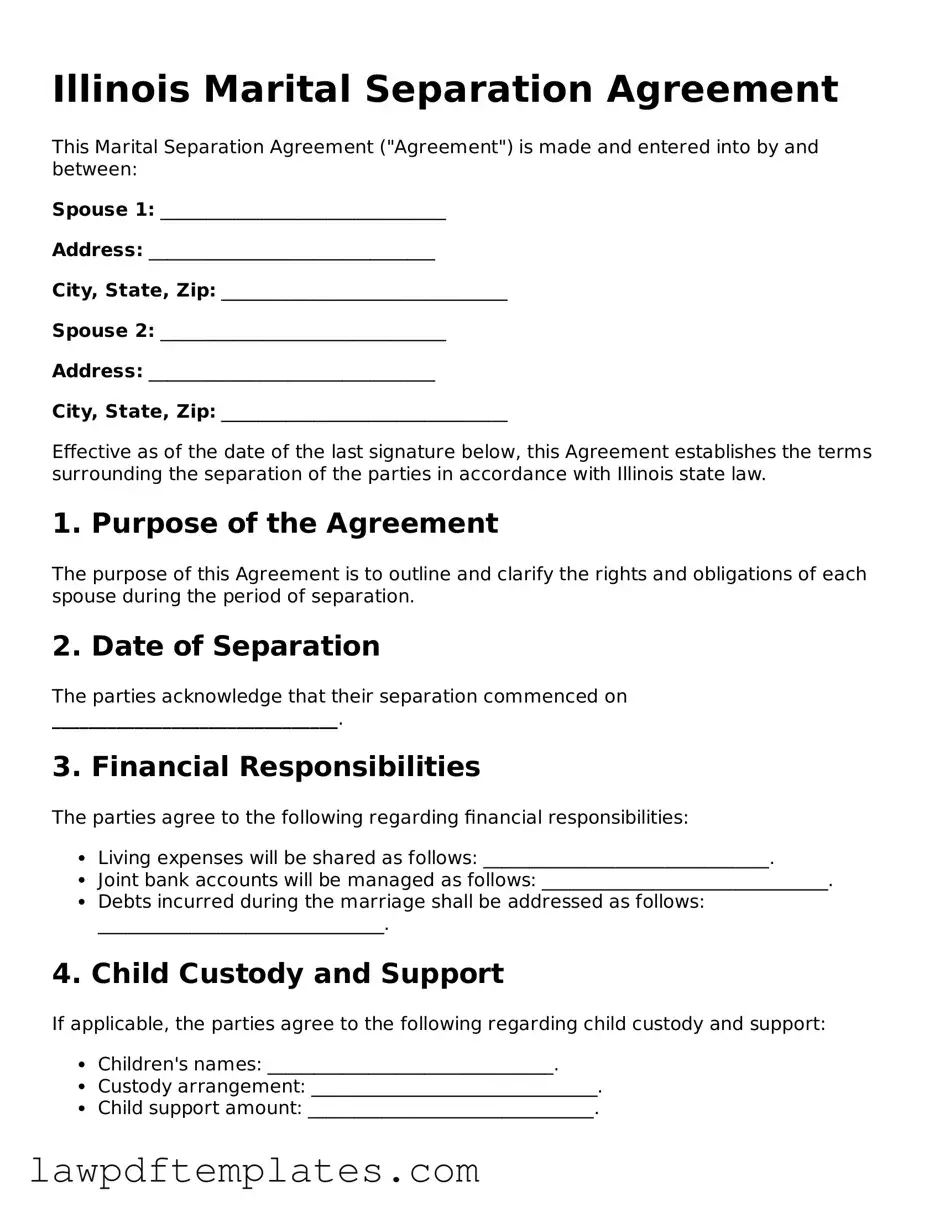 Free Marital Separation Agreement Template for the State of Illinois