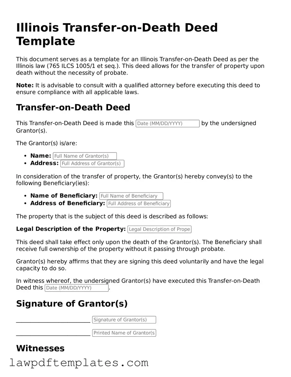 Free Transfer-on-Death Deed Template for the State of Illinois