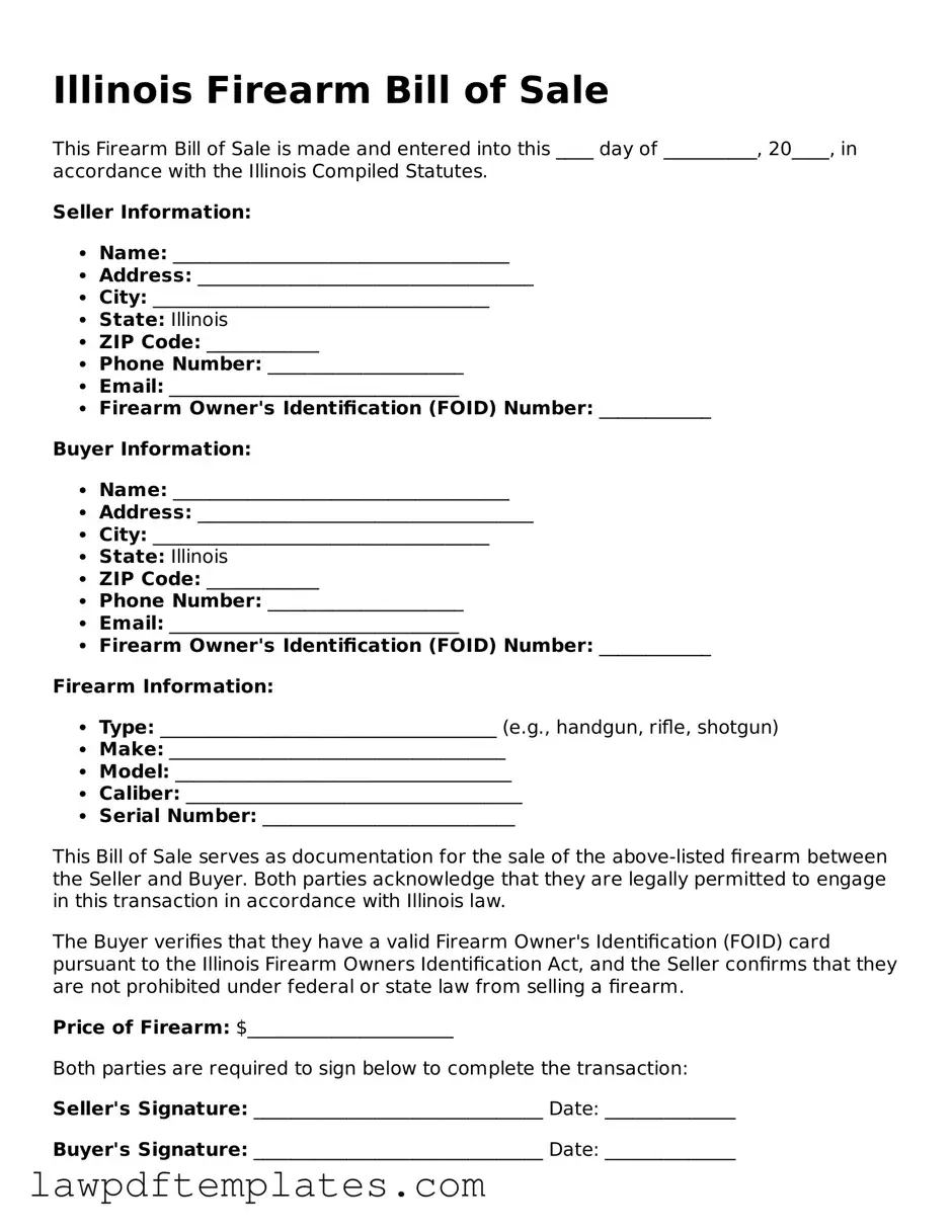 Free Firearm Bill of Sale Template for the State of Illinois