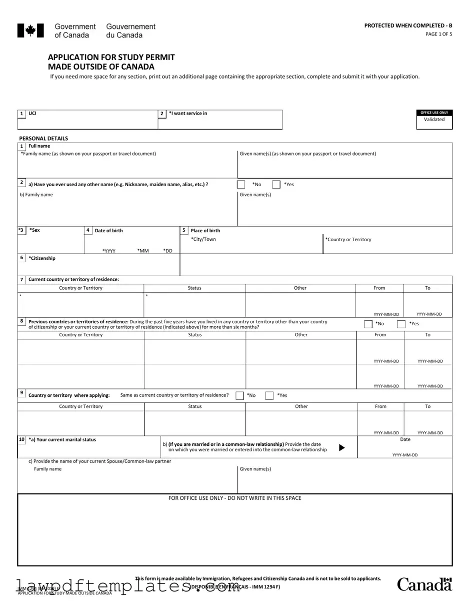 Fillable Imm 1294 Template