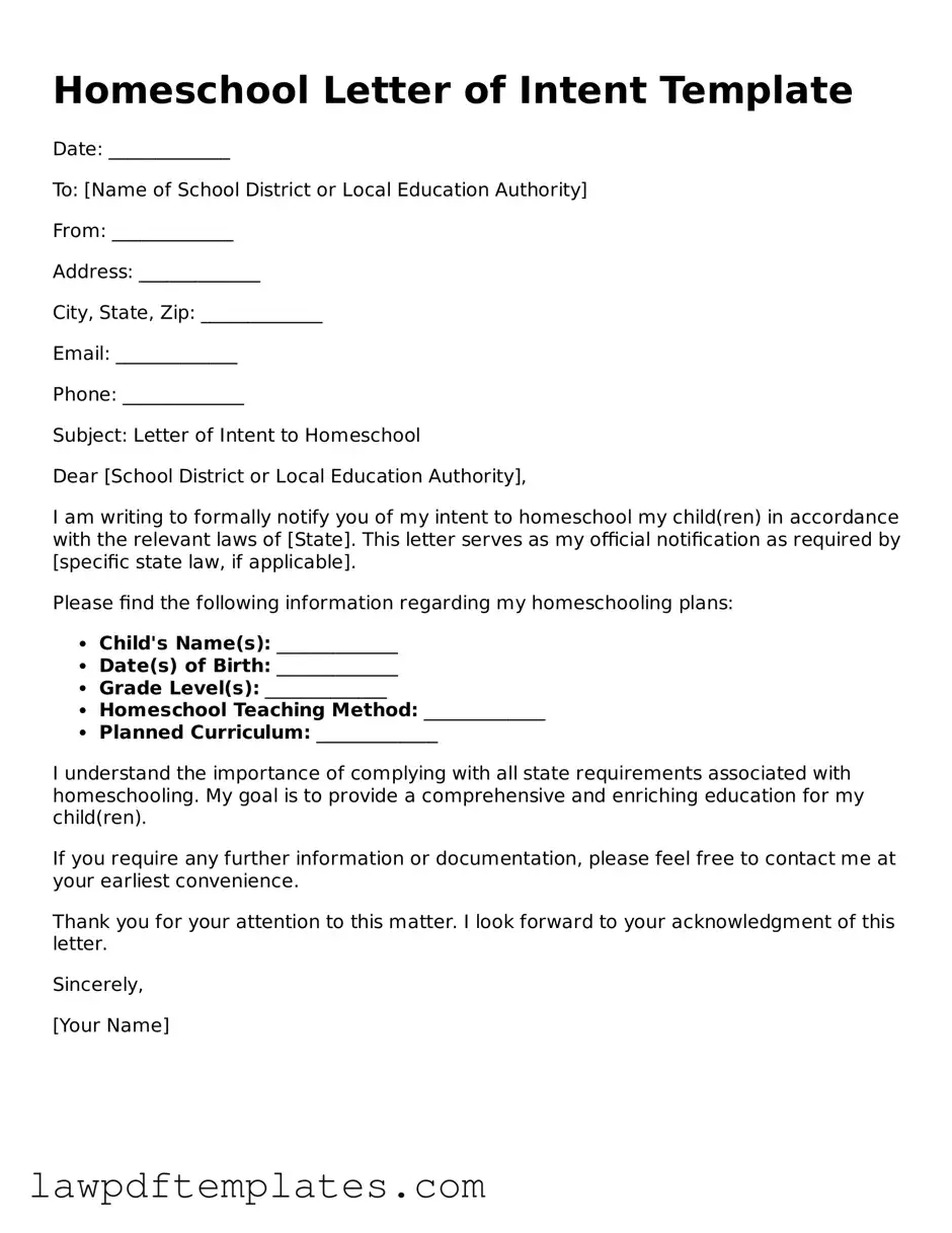 Attorney-Approved Homeschool Letter of Intent Document