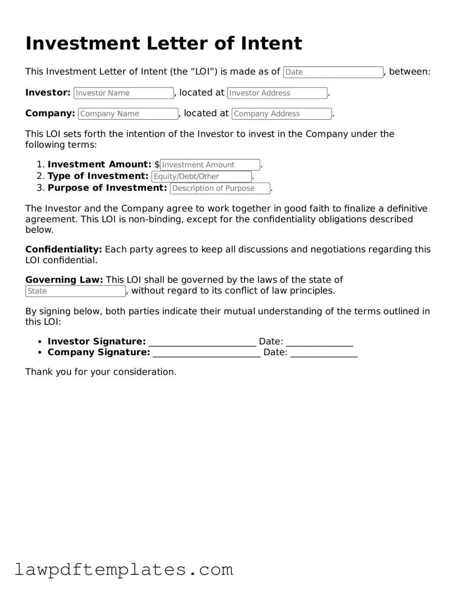 Attorney-Approved Investment Letter of Intent Document