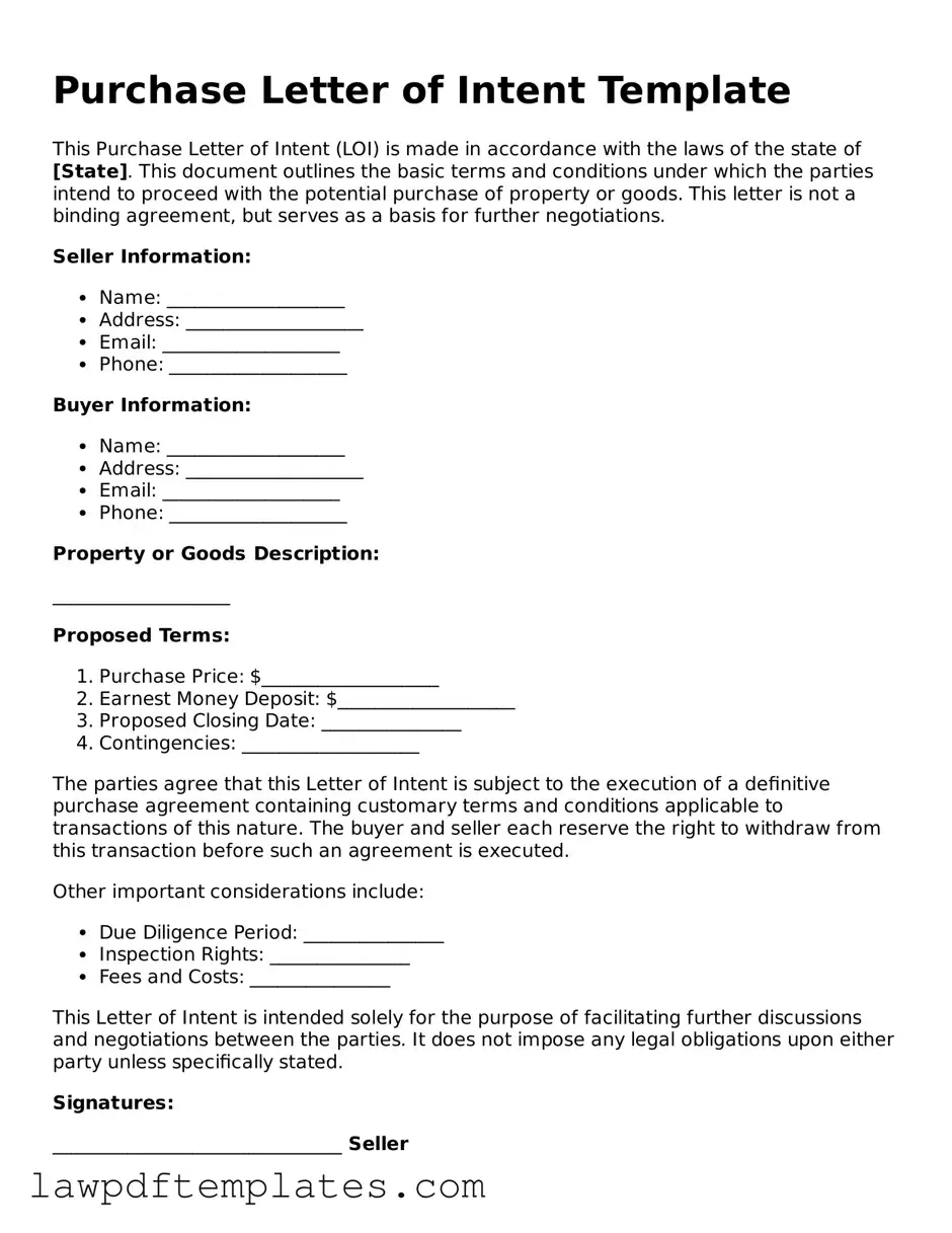 Attorney-Approved Purchase Letter of Intent Document