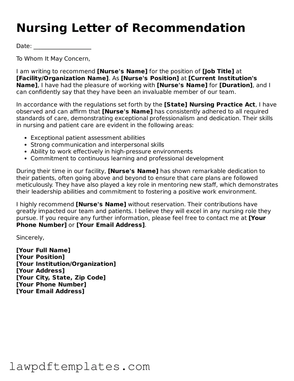 Attorney-Approved Nursing Letter of Recommendation Document